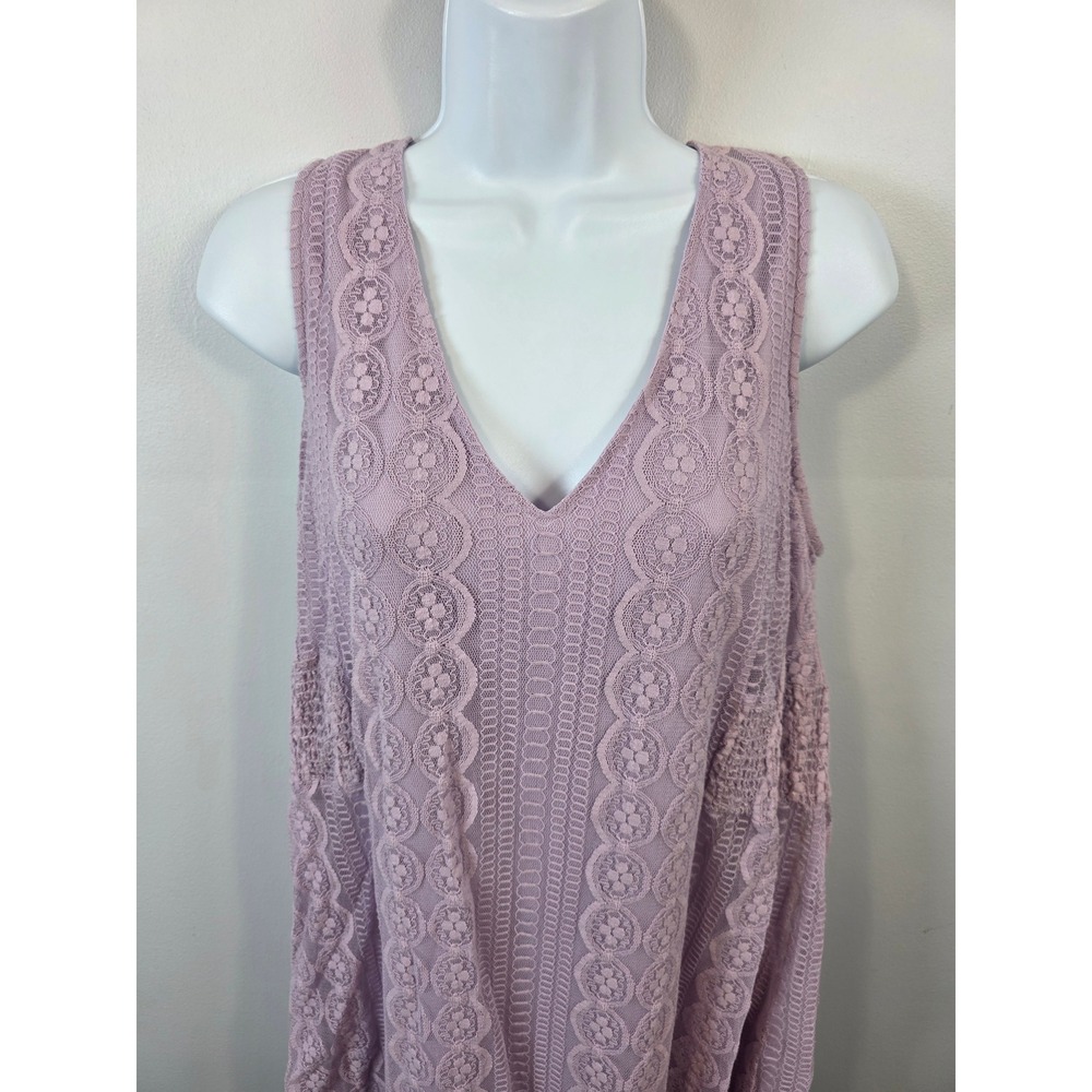 Blue Rain Lavender Floral Lace Sleeveless V-Neck Shift Dress Purple Medium M - Picture 5 of 9